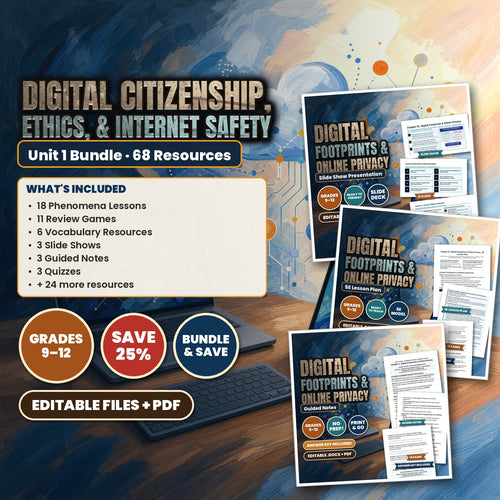 21st Century Technology Skills Unit 1: Digital Citizenship, Ethics, & Internet Safety Bundle cover