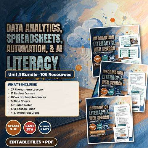 21st Century Technology Skills Unit 4: Data Analytics, Spreadsheets, Automation, & AI Literacy Bundle cover