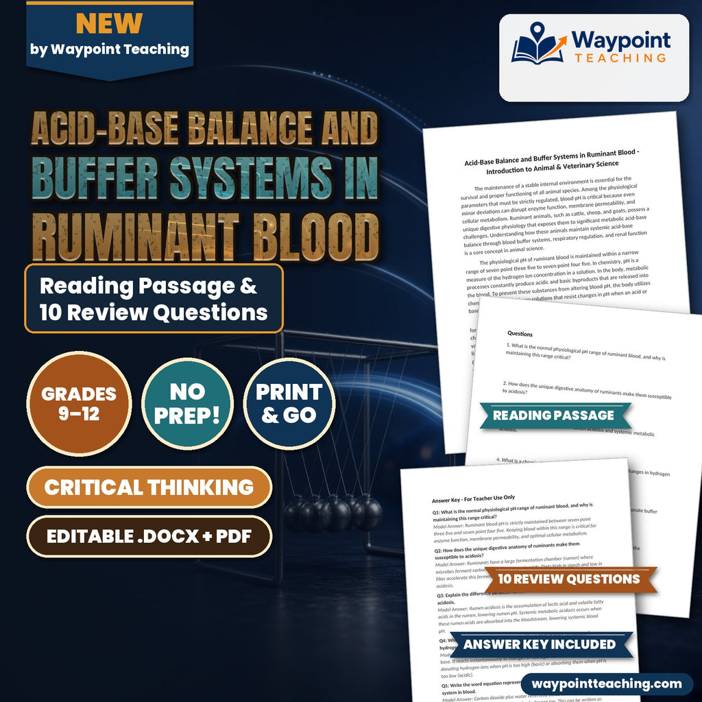 Acid-Base Balance and Buffer Systems in Ruminant Blood Reading Worksheet cover