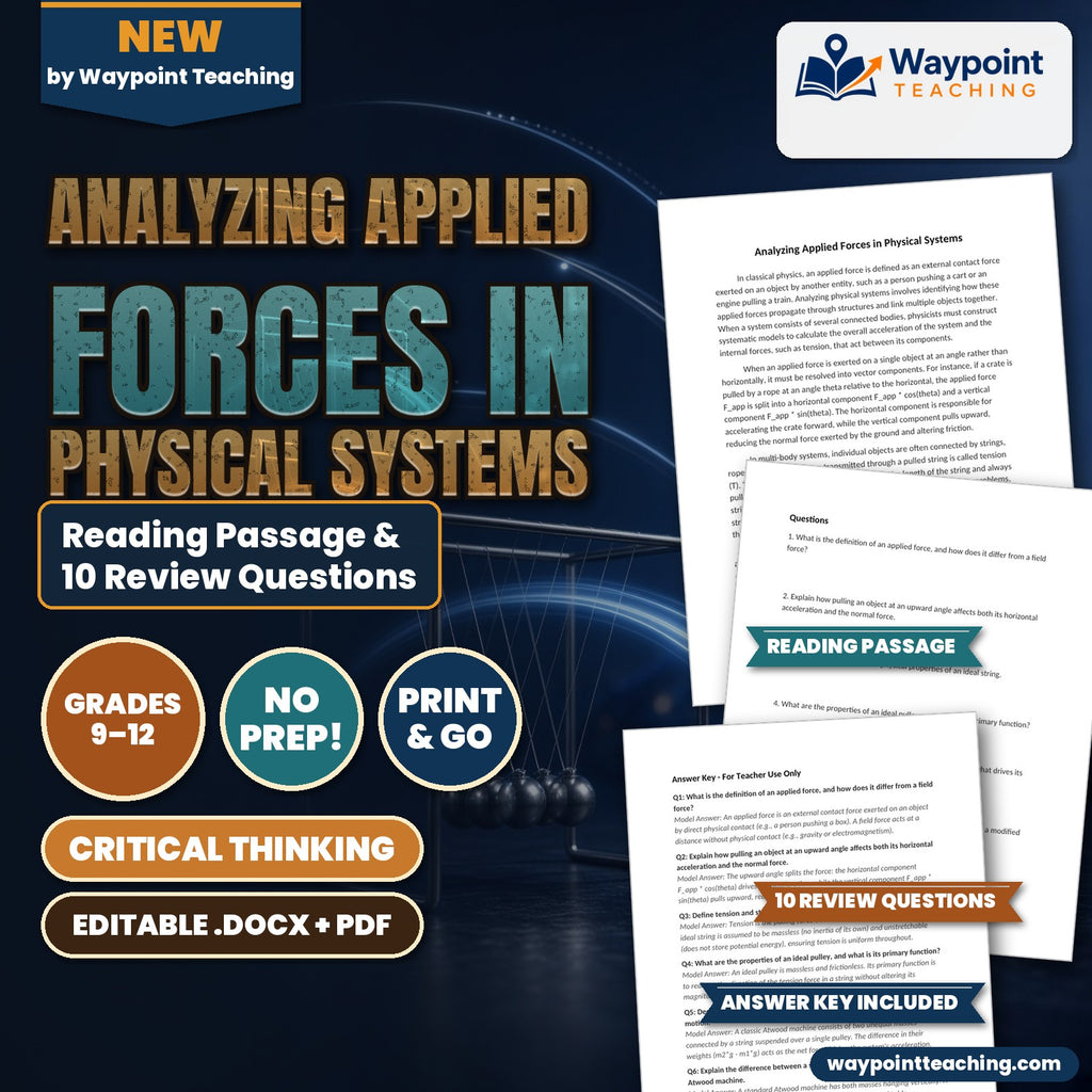 Analyzing Applied Forces in Physical Systems Reading Worksheet cover