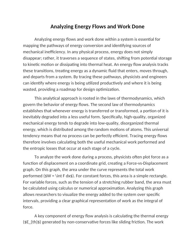 Analyzing Energy Flows and Work Done Reading Worksheet sample page
