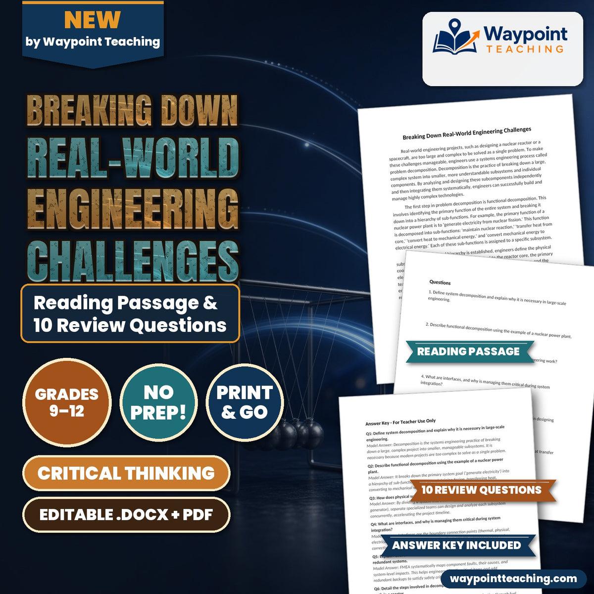 Breaking Down Real-World Engineering Challenges Reading Worksheet cover