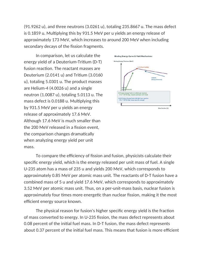 Calculating Energy Yields in Fission vs. Fusion Reading Worksheet sample page