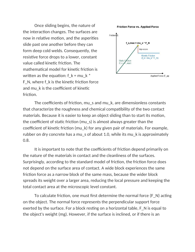 Calculating Kinetic and Static Friction Reading Worksheet sample page