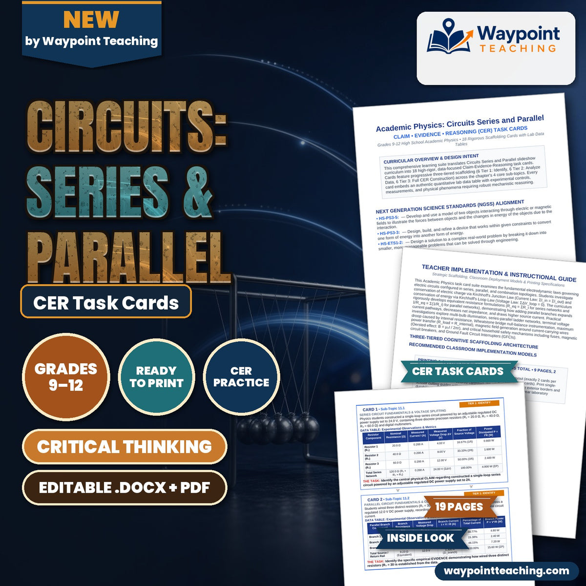 Circuits: Series & Parallel CER Task Cards cover