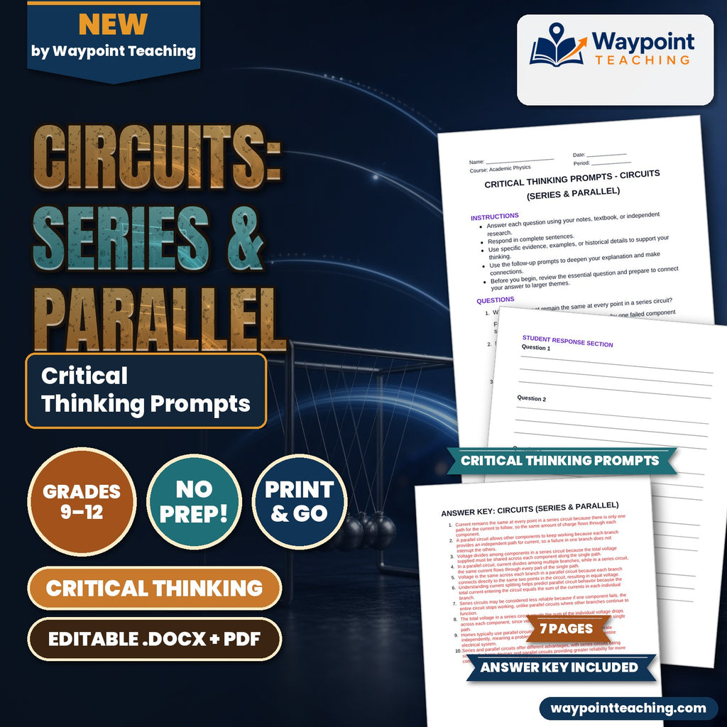 Circuits: Series & Parallel Critical Thinking Prompts cover