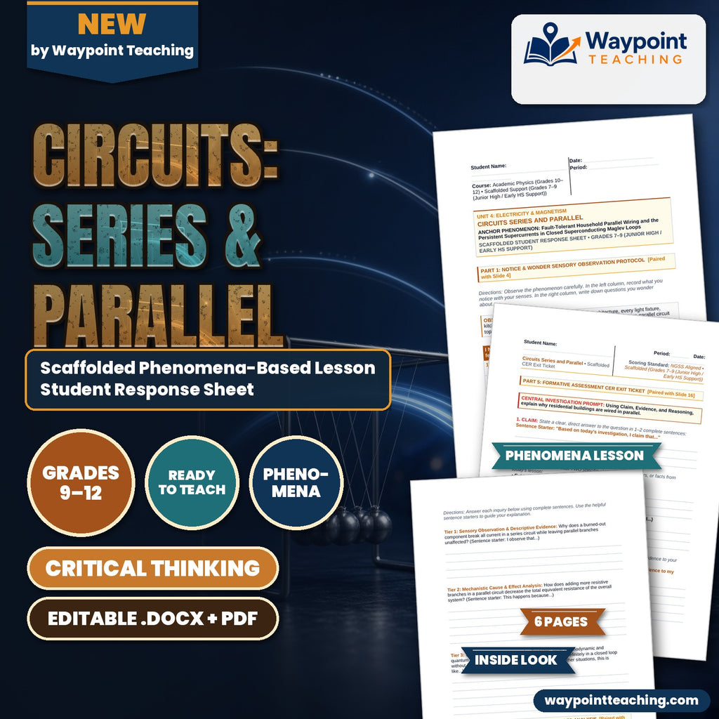 Circuits: Series & Parallel Scaffolded Phenomena-Based Lesson: Fault-Tolerant Household Parallel Wiring and the Persistent Supercurrents in Closed Superconducting Maglev Loops Student Response Sheet cover