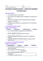 Circuits: Series & Parallel Spanish Guided Notes sample page