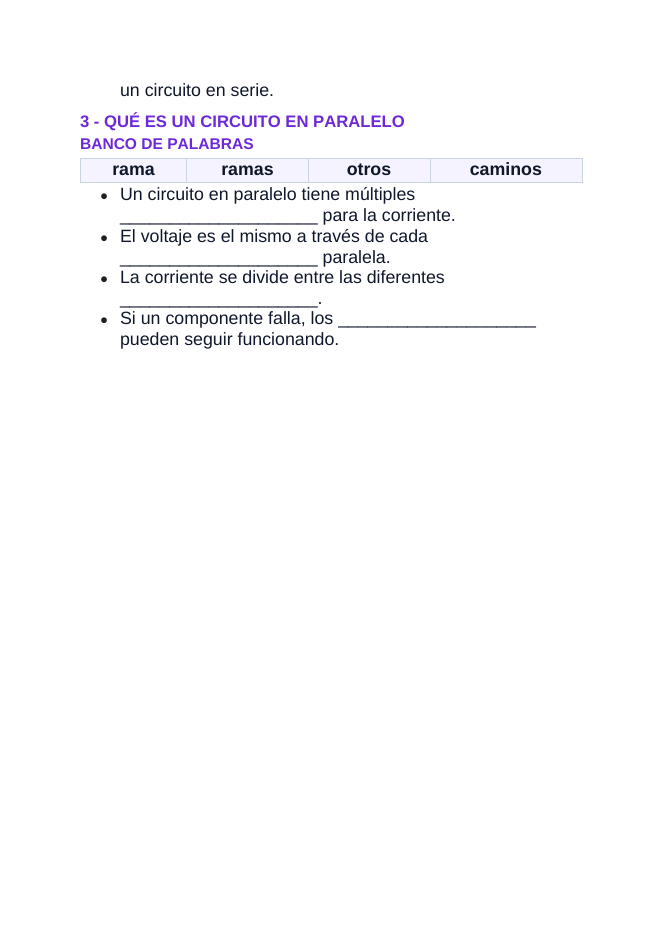 Circuits: Series & Parallel Spanish Guided Notes sample page