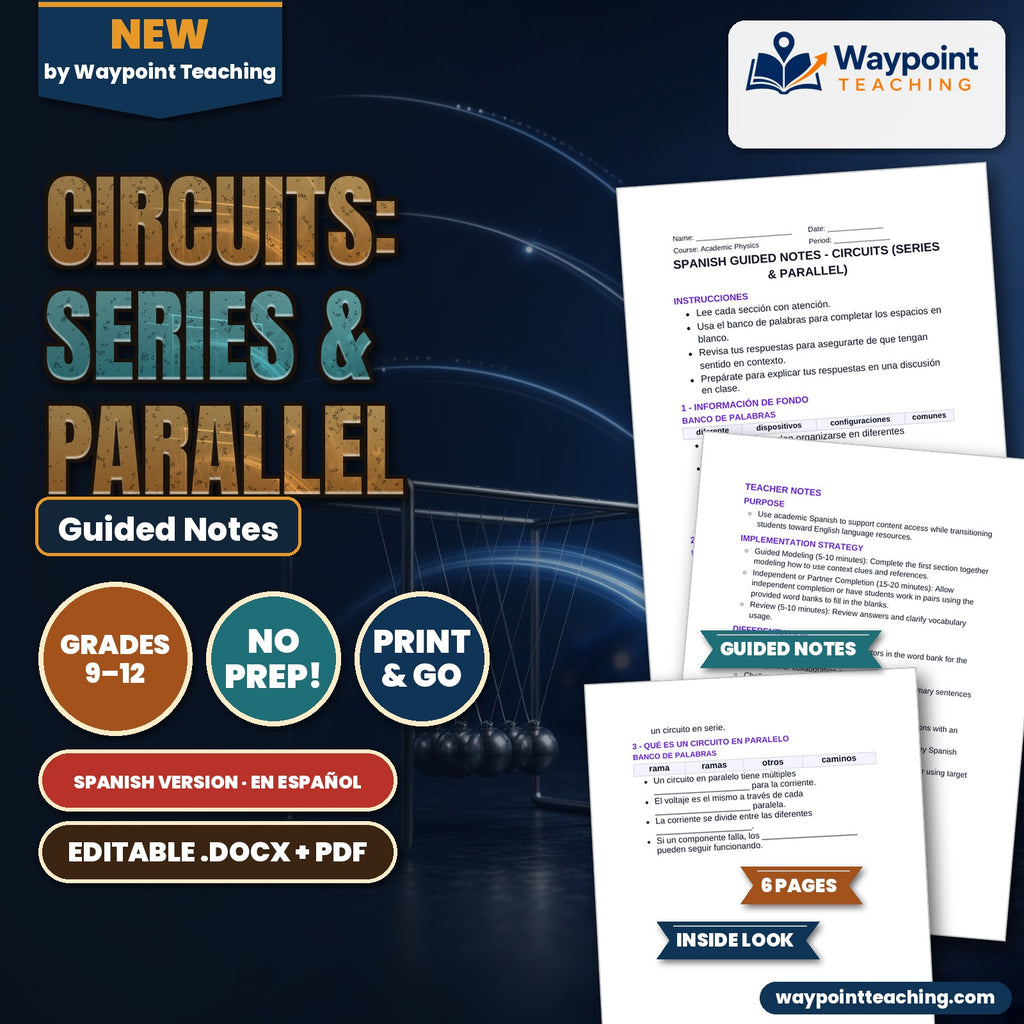 Circuits: Series & Parallel Spanish Guided Notes cover