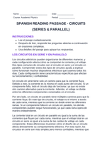 Circuits: Series & Parallel Spanish Reading Passage & Comprehension Questions sample page
