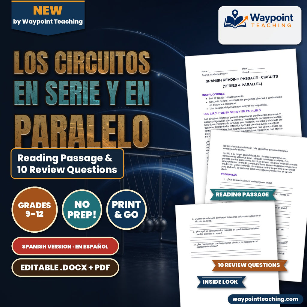 Circuits: Series & Parallel Spanish Reading Passage & Comprehension Questions cover