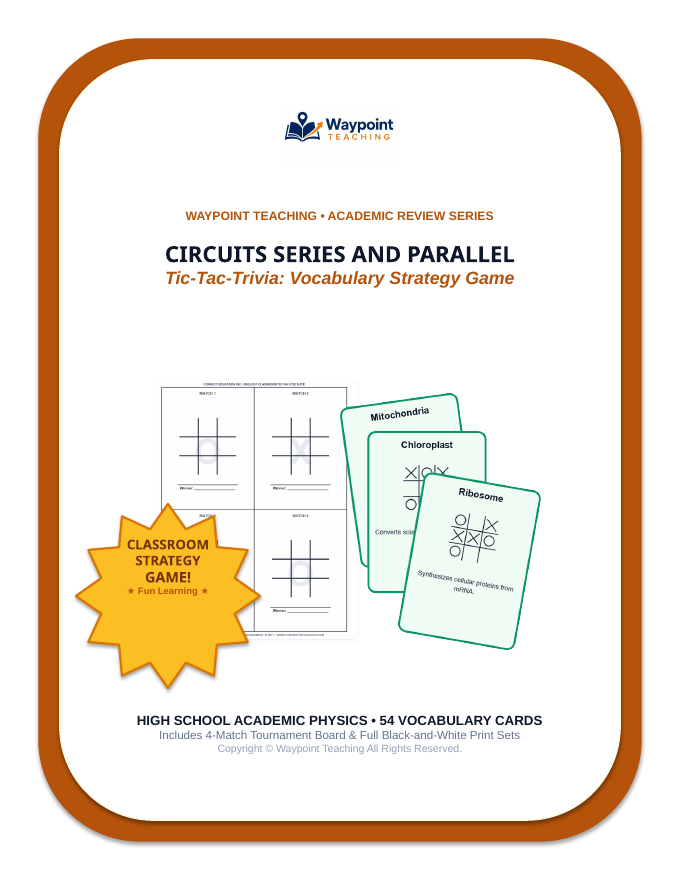 Circuits: Series & Parallel Tic-Tac-Toe Review Game sample page