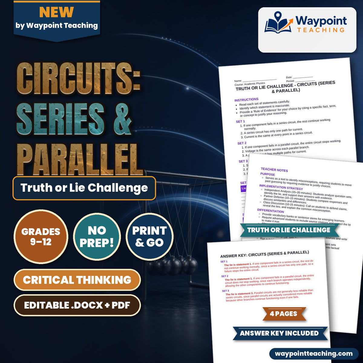 Circuits: Series & Parallel Truth or Lie Challenge cover