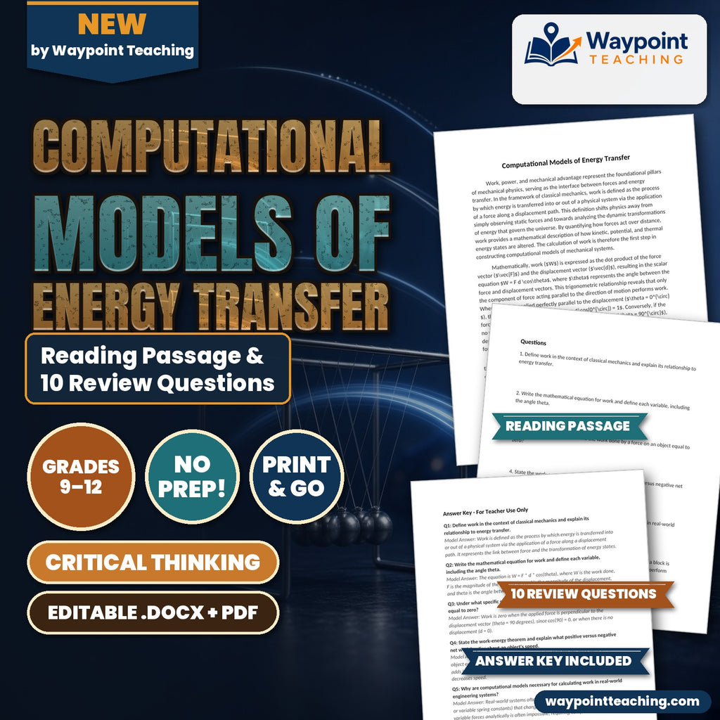 Computational Models of Energy Transfer Reading Worksheet cover