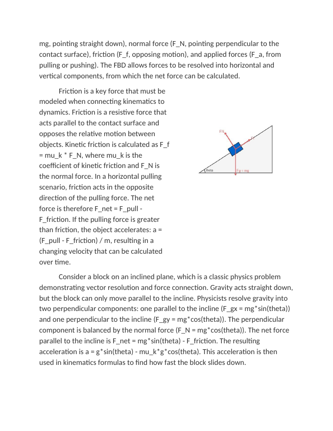 Connecting Kinematics to Newton's Second Law Reading Worksheet sample page