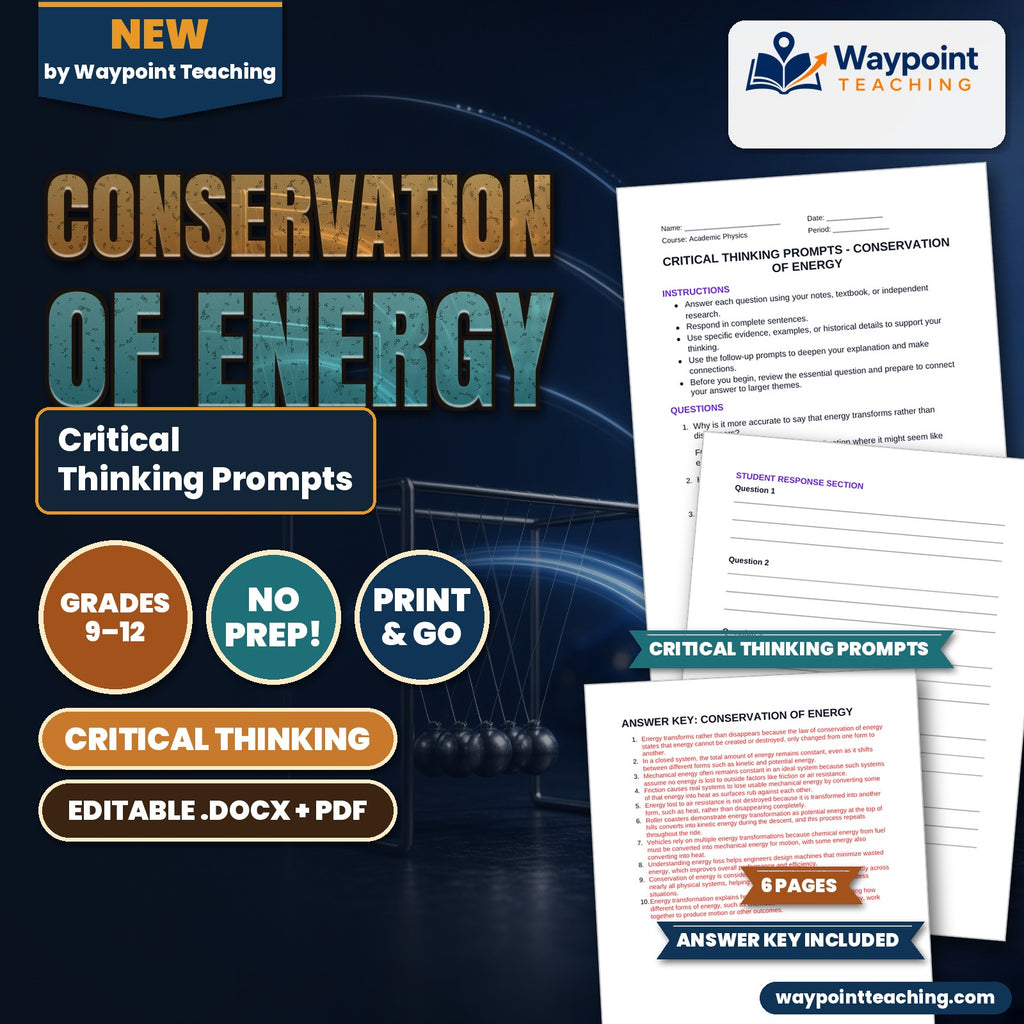 Conservation of Energy Critical Thinking Prompts cover