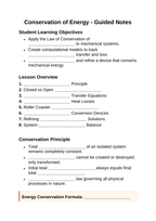 Conservation of Energy Guided Notes sample page