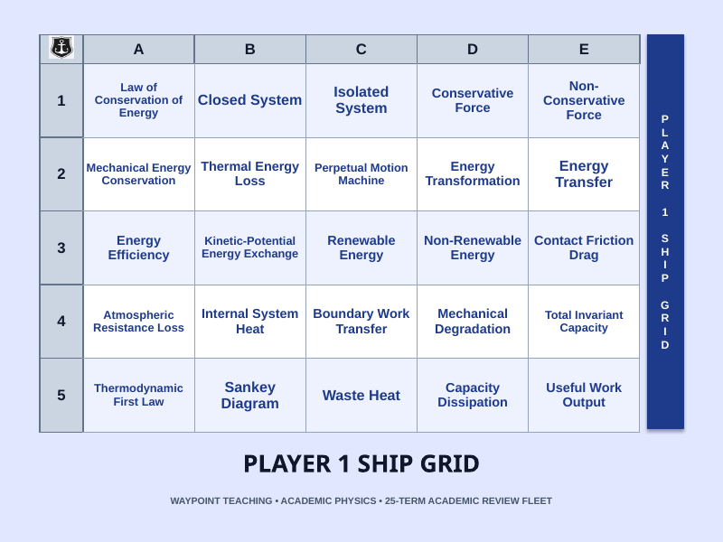 Conservation of Energy Sea Battle Review Game sample page