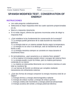 Conservation of Energy Spanish Unit Test sample page