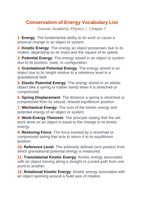 Conservation of Energy Vocabulary Words & Definitions sample page