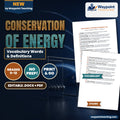 Conservation of Energy Vocabulary Words & Definitions cover