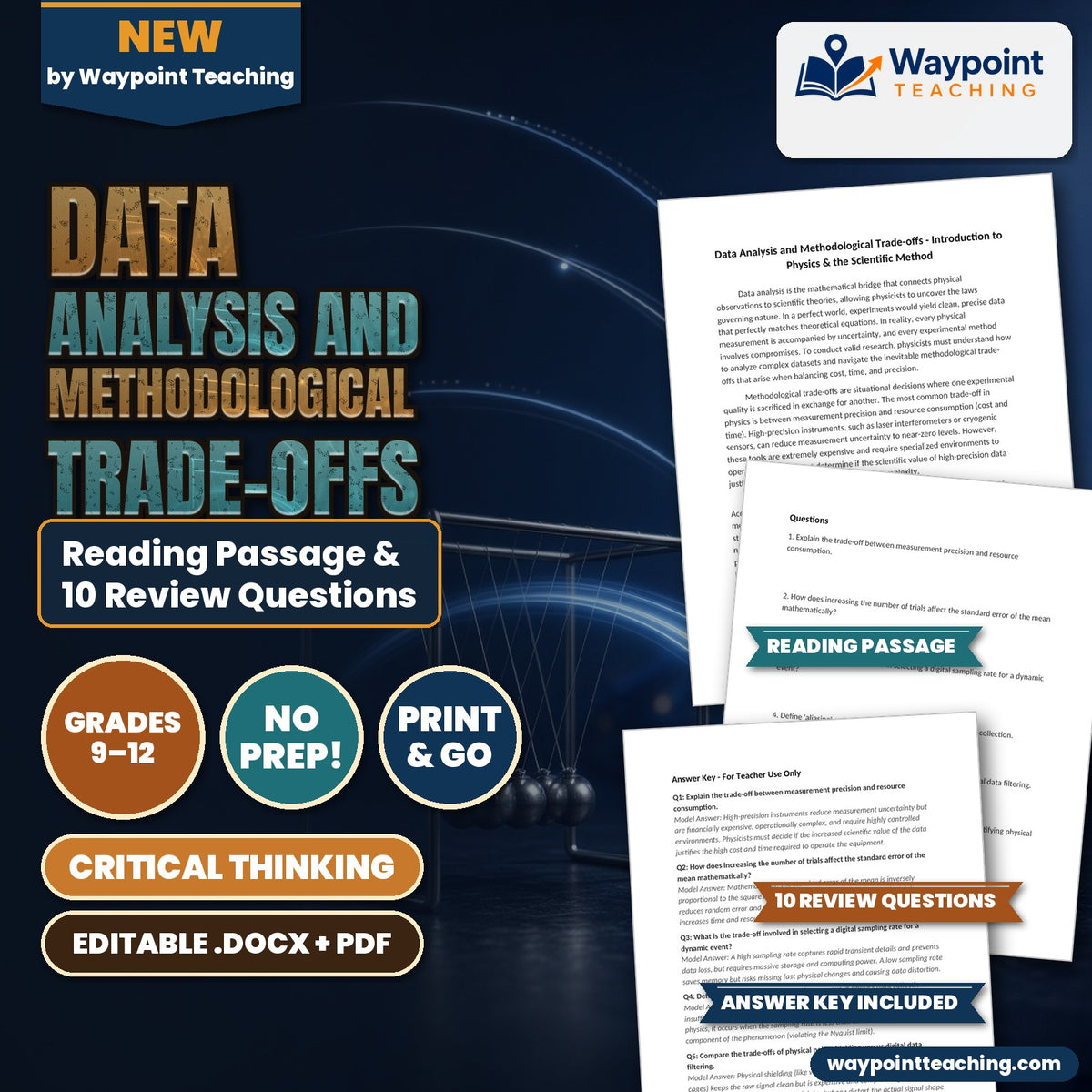 Data Analysis and Methodological Trade-offs Reading Worksheet cover