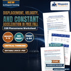 Displacement, Velocity, and Constant Acceleration in Free Fall CER Phenomena Worksheet cover