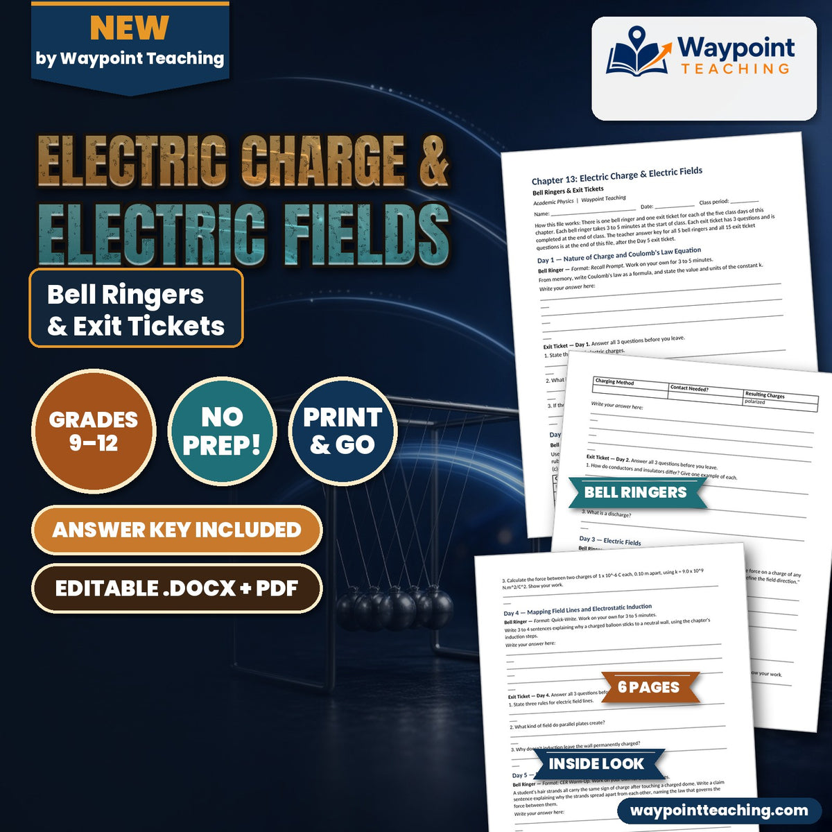 Electric Charge & Electric Fields Bell Ringers & Exit Tickets cover