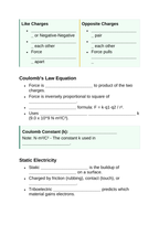 Electric Charge & Electric Fields Guided Notes sample page