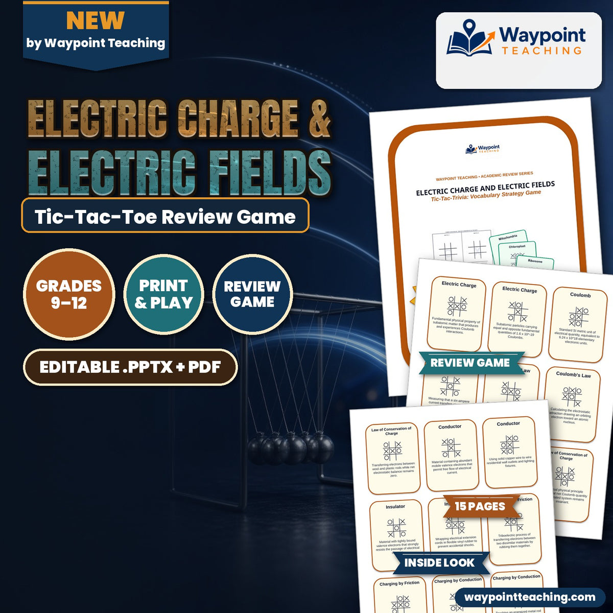 Electric Charge & Electric Fields Tic-Tac-Toe Review Game cover