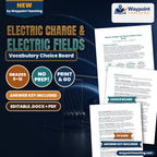 Electric Charge & Electric Fields Vocabulary Choice Board cover