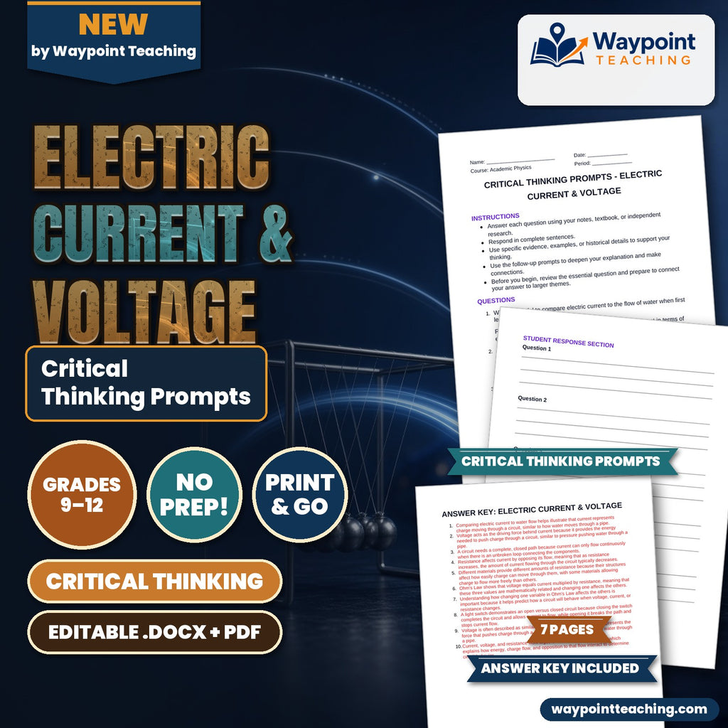 Electric Current & Voltage Critical Thinking Prompts cover
