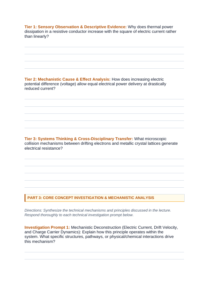 Electric Current & Voltage Phenomena-Based Lesson: Minimizing Ohmic Resistance Heating Losses Across Continental Distances Using Megavolt Ultra-High-Voltage DC Supergrids Student Response Sheet sample page