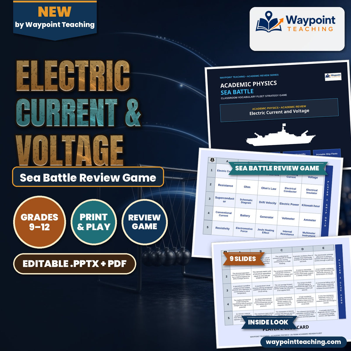 Electric Current & Voltage Sea Battle Review Game cover