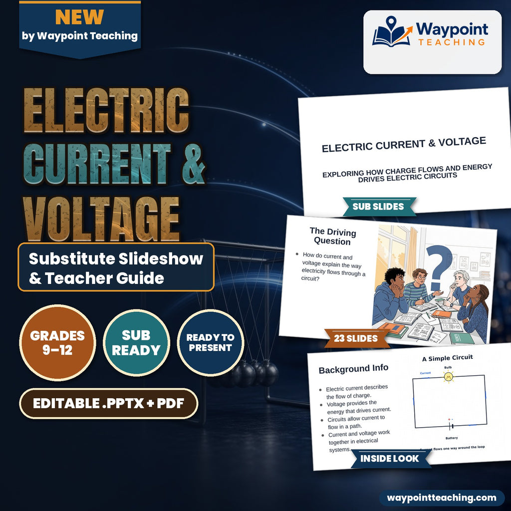 Electric Current & Voltage Substitute Slideshow & Teacher Guide cover