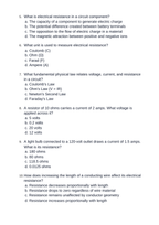 Electric Current & Voltage Unit Test sample page