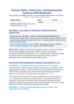 Electric Fields, Field Lines, and Equipotential Surfaces CER Phenomena Worksheet sample page