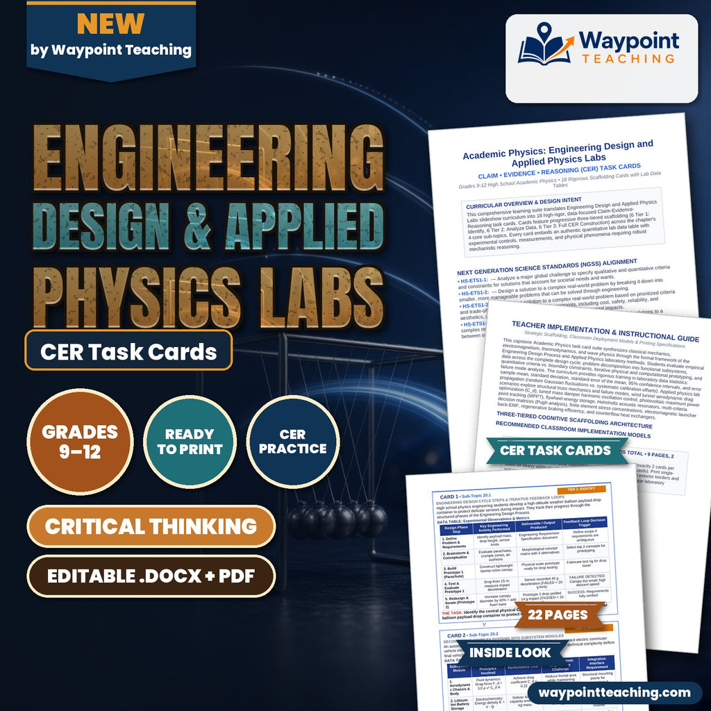 Engineering Design & Applied Physics Labs CER Task Cards cover
