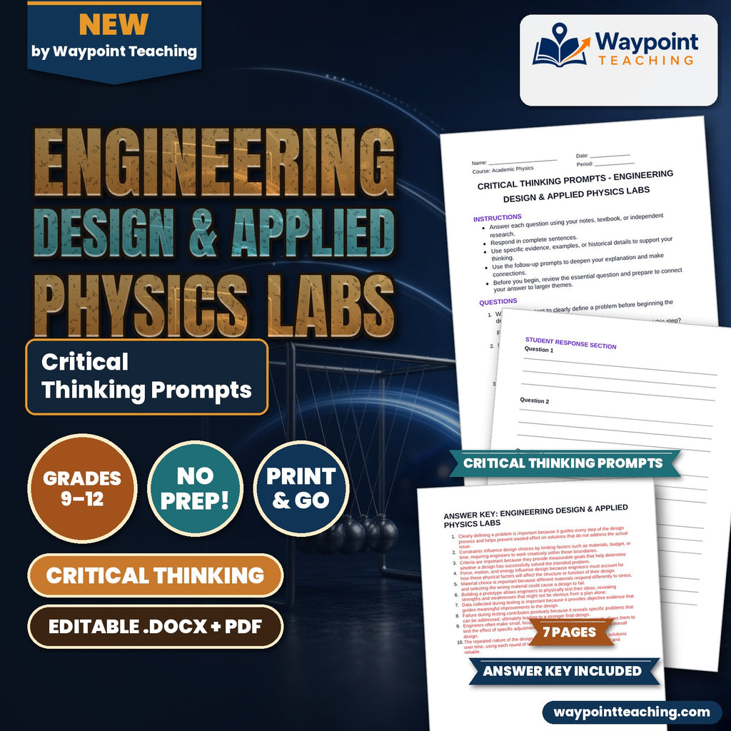 Engineering Design & Applied Physics Labs Critical Thinking Prompts cover
