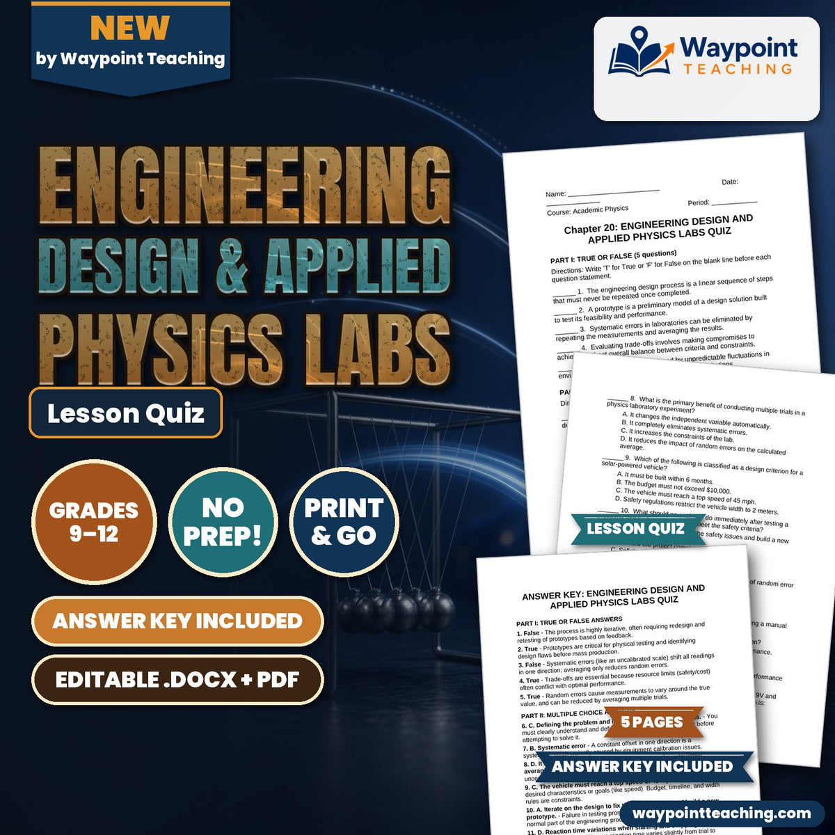 Engineering Design & Applied Physics Labs Lesson Quiz cover