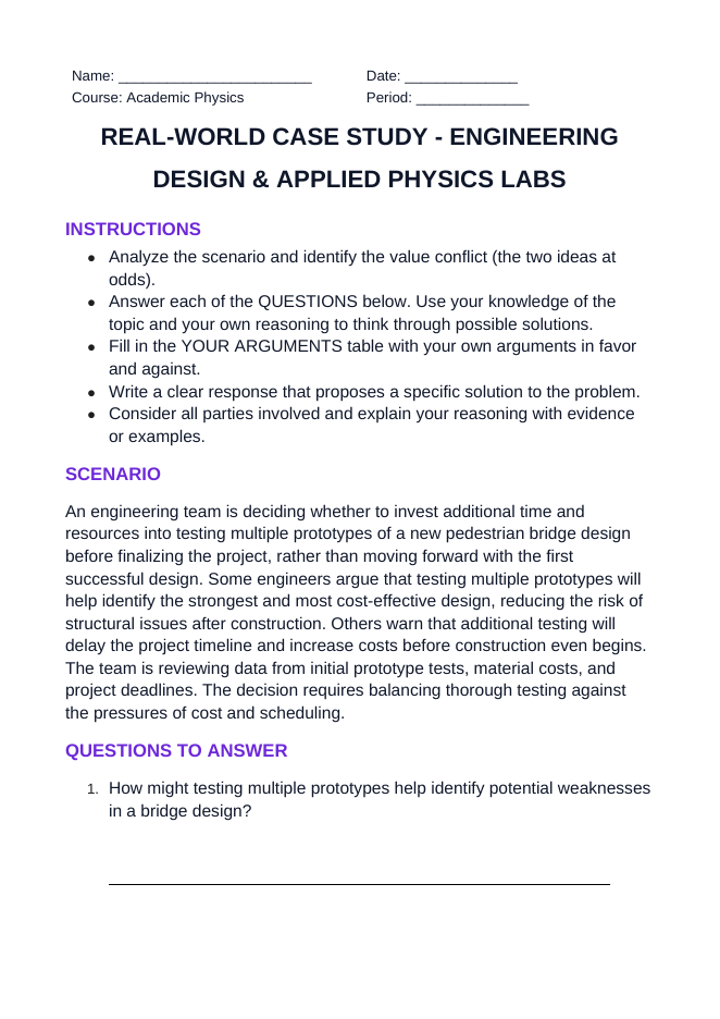 Engineering Design & Applied Physics Labs Real-World Case Study sample page