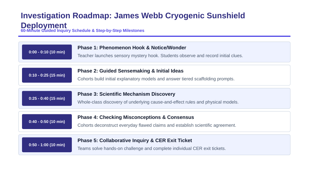Engineering Design & Applied Physics Labs Scaffolded Phenomena-Based Lesson: Flawless Multi-Stage Mechanical Deployment of the James Webb Space Telescope's Tennis-Court-Sized Cryogenic Sunshield at Lagrange Point 2 Presentation sample page