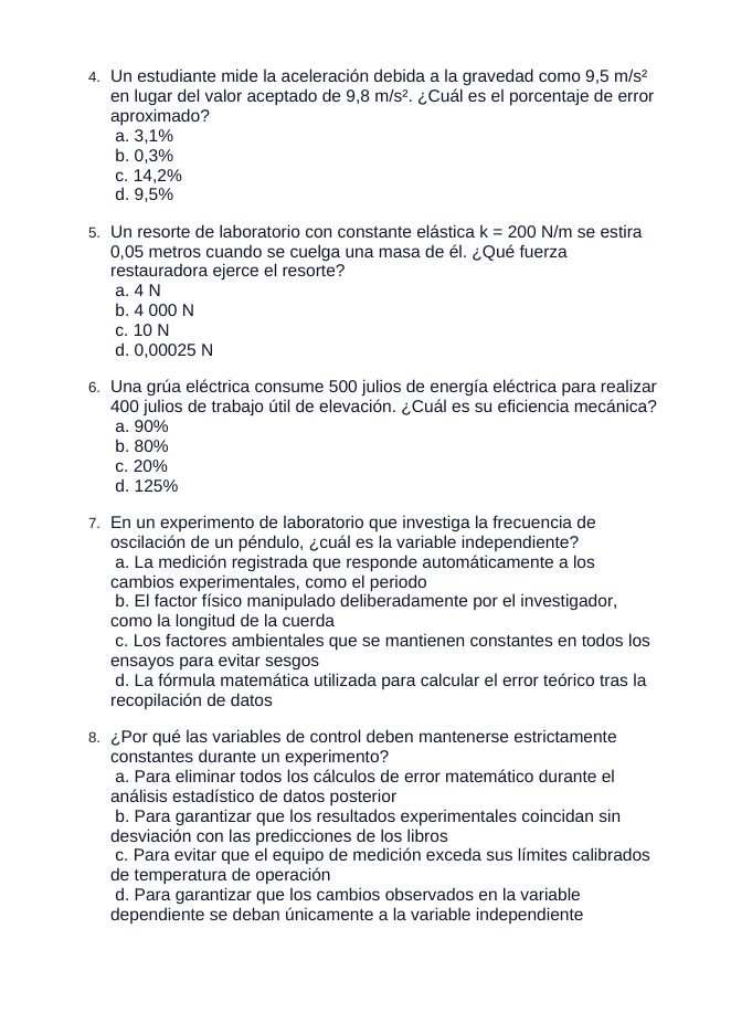 Engineering Design & Applied Physics Labs Spanish Unit Test sample page