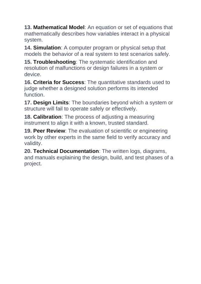 Engineering Design & Applied Physics Labs Vocabulary Words & Definitions sample page