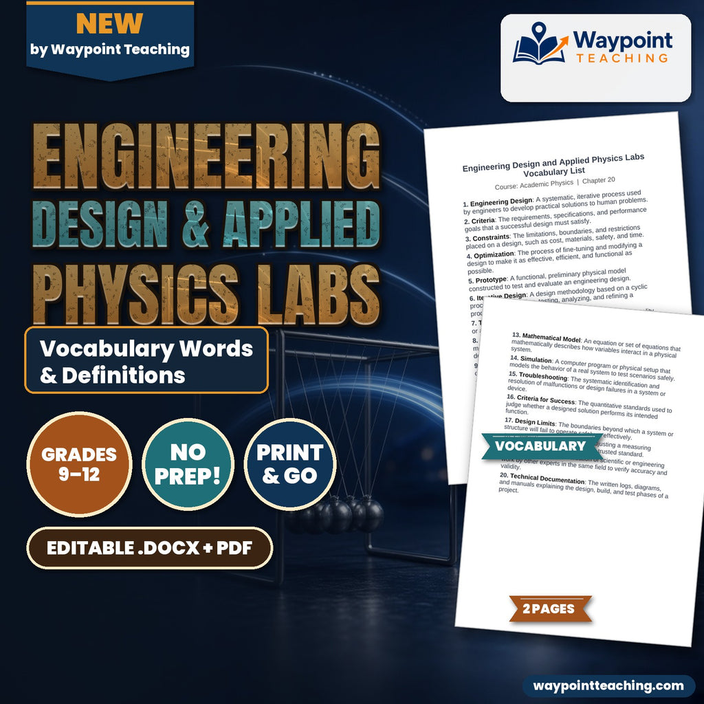Engineering Design & Applied Physics Labs Vocabulary Words & Definitions cover