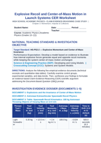 Explosive Recoil and Center-of-Mass Motion in Launch Systems CER Phenomena Worksheet sample page