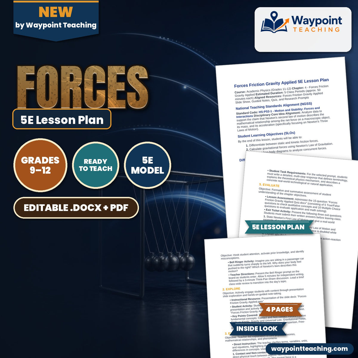 Forces: Friction, Gravity, & Applied Forces 5E Lesson Plan cover