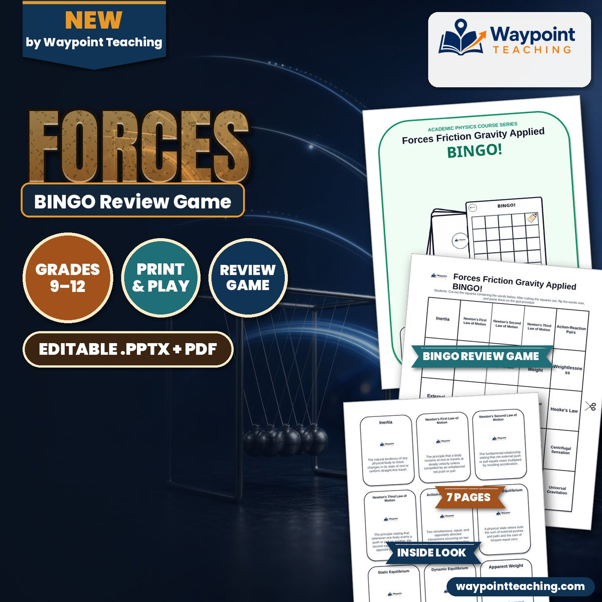 Forces: Friction, Gravity, & Applied Forces BINGO Review Game cover