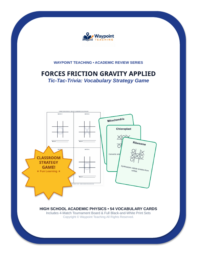 Forces: Friction, Gravity, & Applied Forces Tic-Tac-Toe Review Game sample page